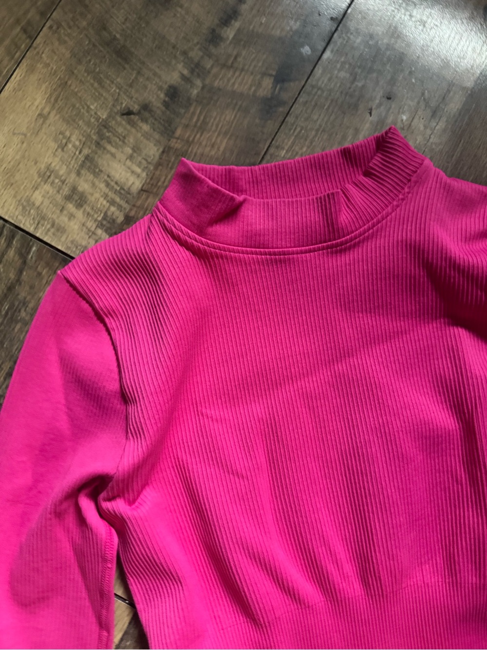 Long Sleeve Ribbed Mini Bodycon Dress in Hot Pink - Picture 4 of 7
